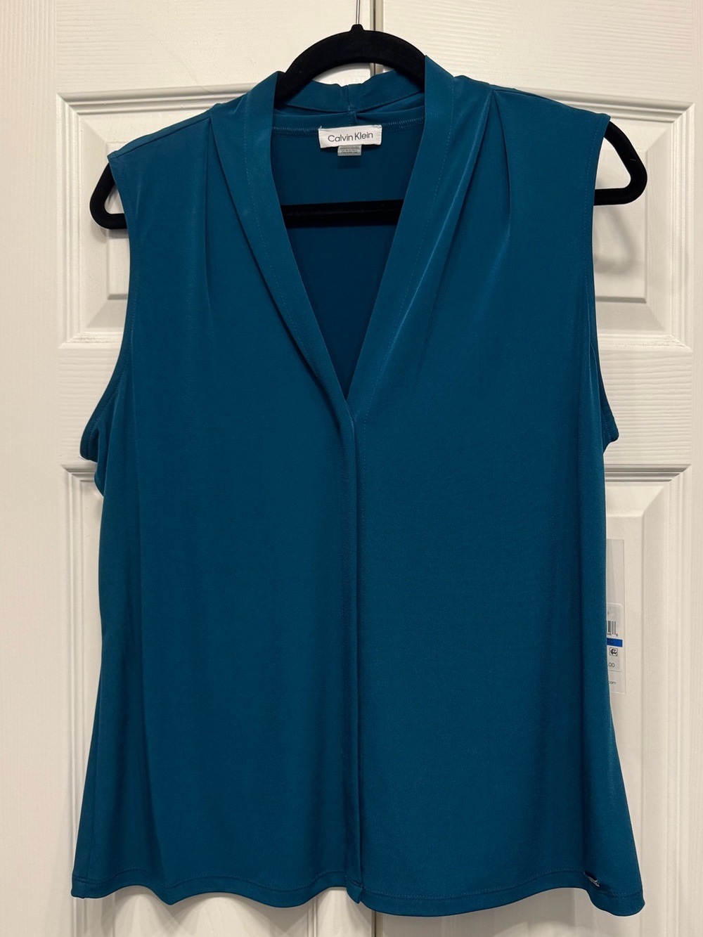 Calvin Klein Teal Sleeveless V-Neck Knit Top